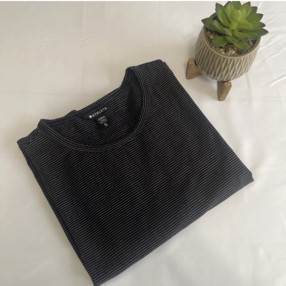Athleta Black and White Stripe Long Sleeve Tee XS